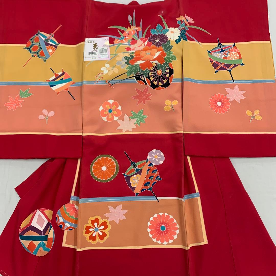 最高級新品正絹産着京友禅手描き美術、特撰盛本金、祝い四季花車古典上品遊び道具文