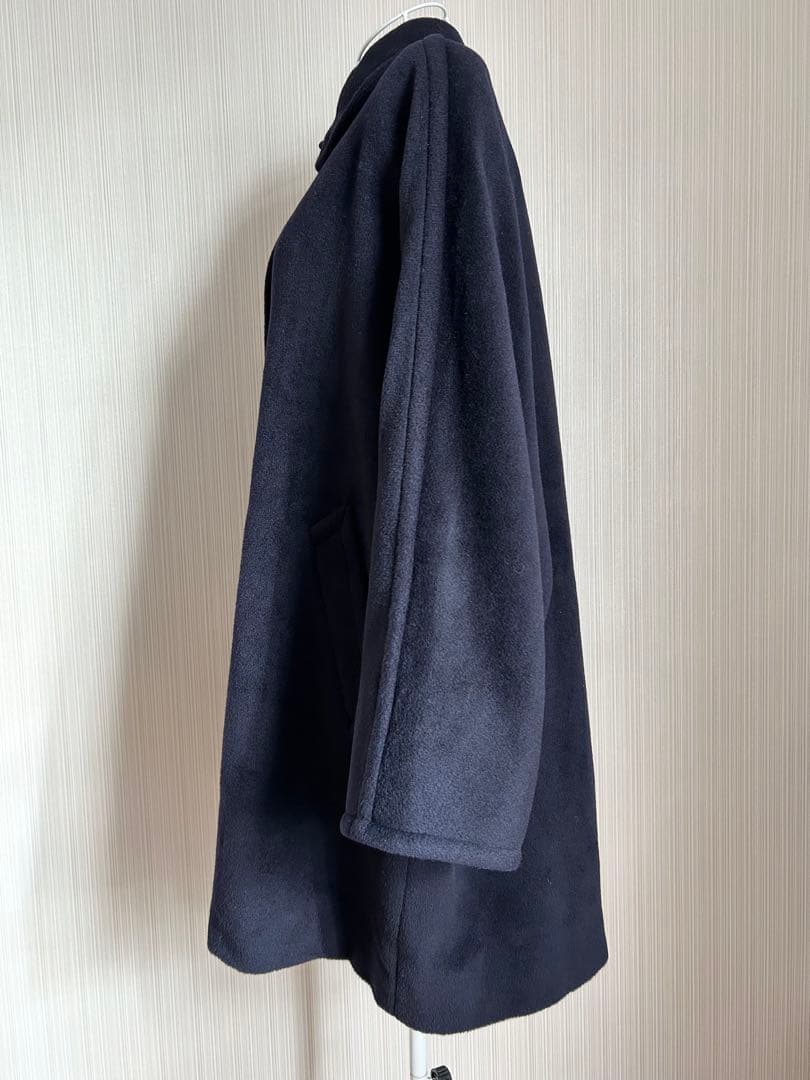 MaxMara マックスマーラ カシミヤ混 ウールコート 1枚袖 Aライン 紺色