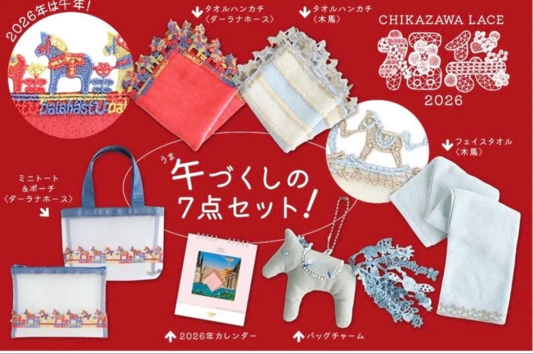 近沢レース　2026　福袋　抜き取り無し　馬　ネイビー　午年