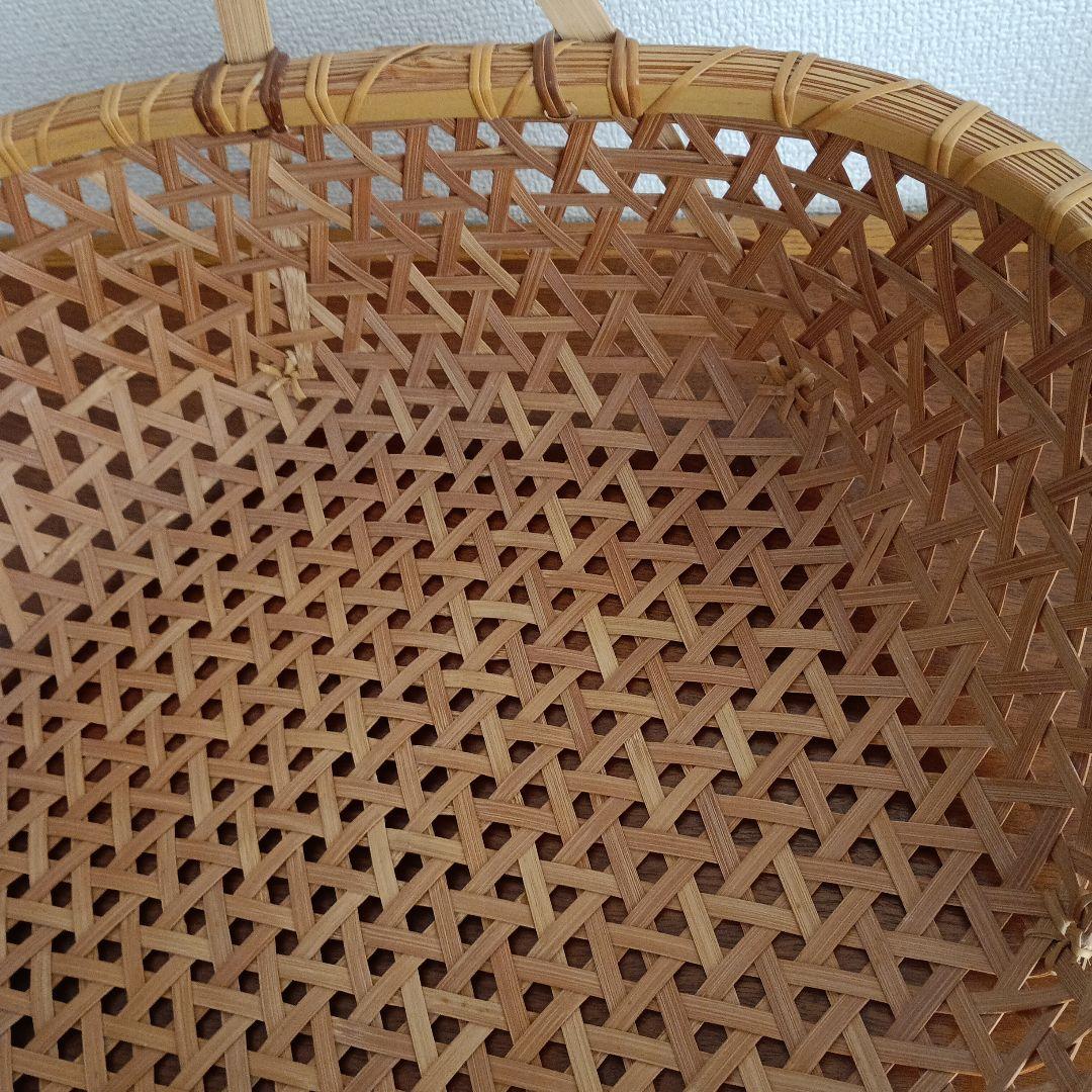 竹製籠　宮崎　作家物　竹細工　バスケット　大きめかご　天然素材　亀甲　クラフト