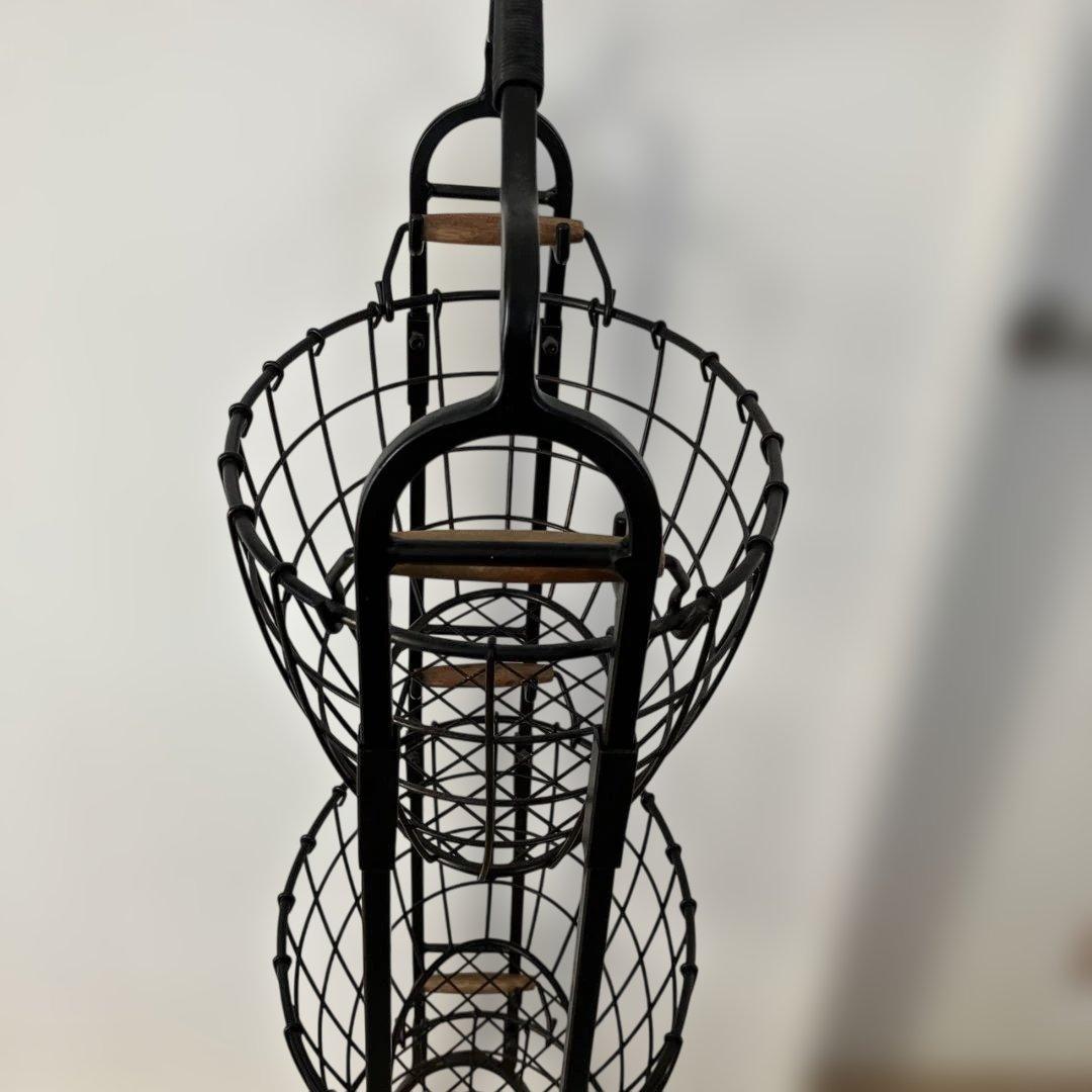 アンティーク風ブラック 3段ワイヤーバスケット