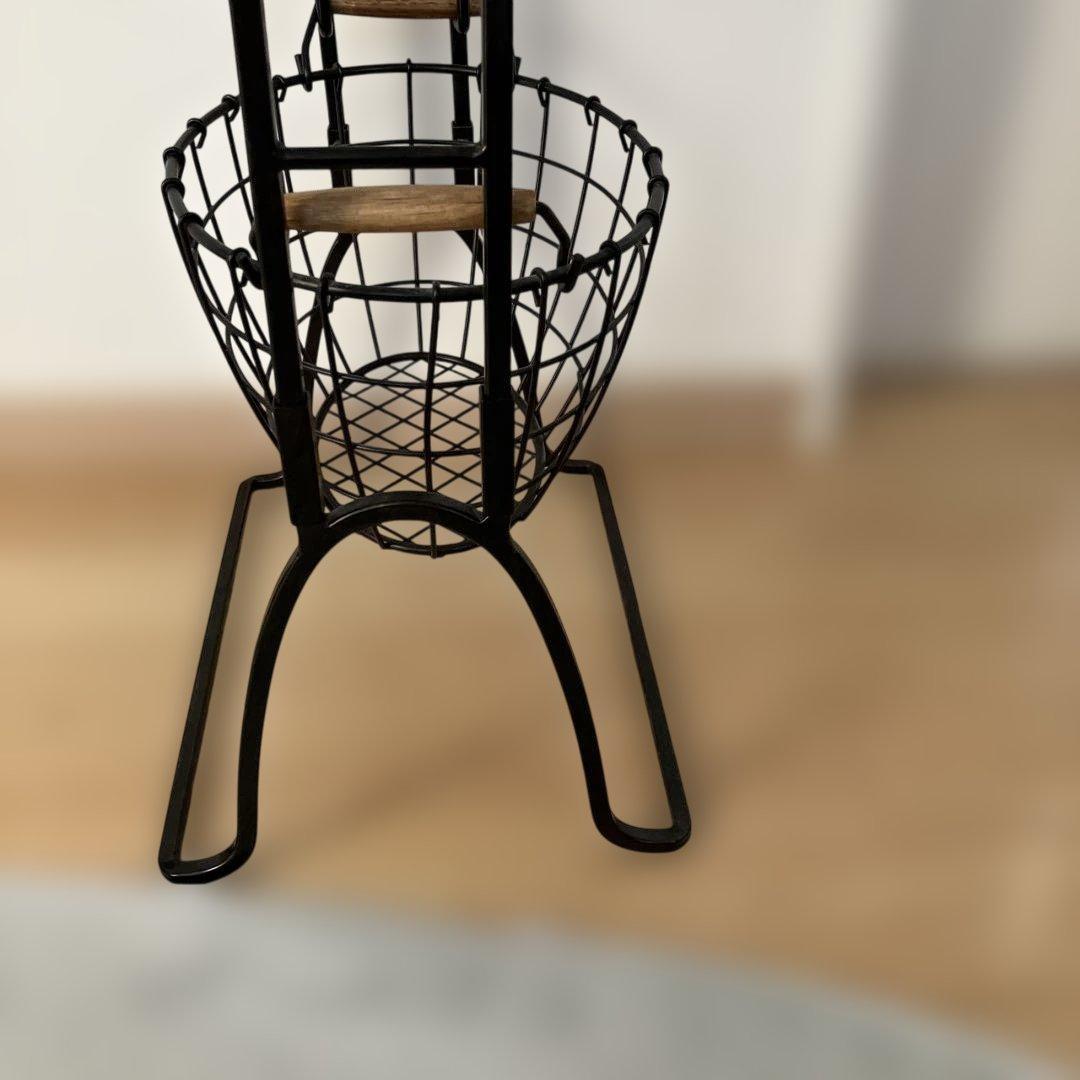 アンティーク風ブラック 3段ワイヤーバスケット