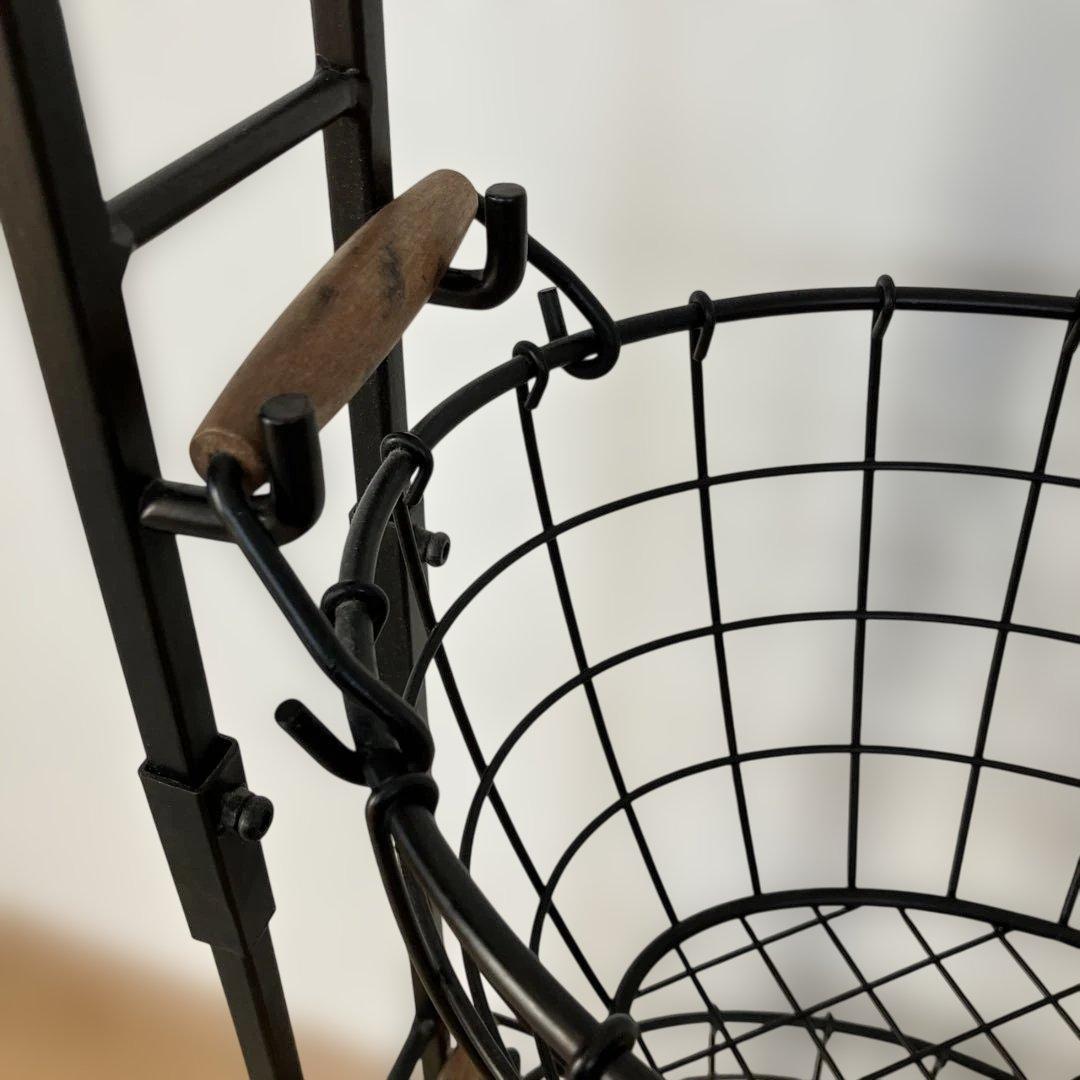 アンティーク風ブラック 3段ワイヤーバスケット