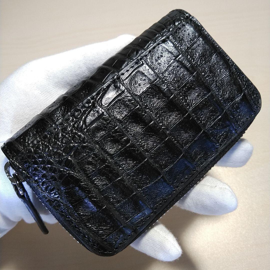 カイマンワニ 脇肚・肚四枚革 RFカード小銭キーケース 薄墨 033610H