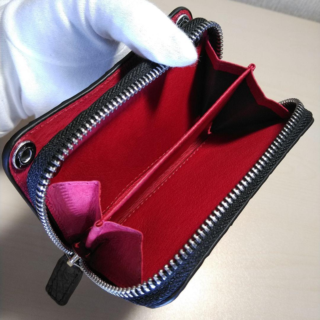 カイマンワニ 脇肚・肚四枚革 RFカード小銭キーケース 薄墨 033610H