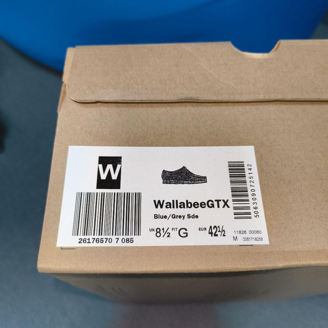 靴 clarks wallabee gtx blue gray