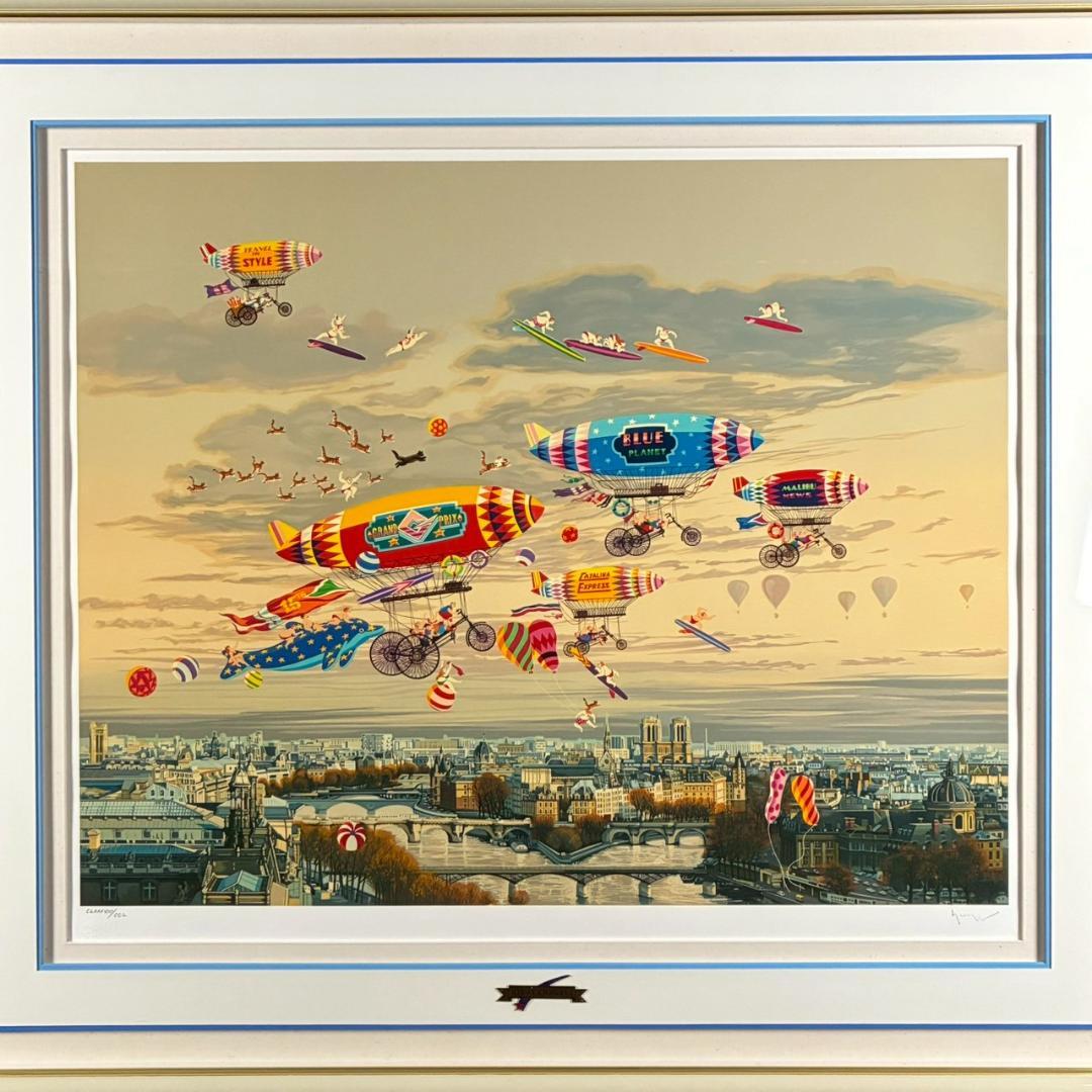 美品 ヒロ・ヤマガタ「そよ風に乗って」シルクスクリーン 大作 直筆サイン保証書有