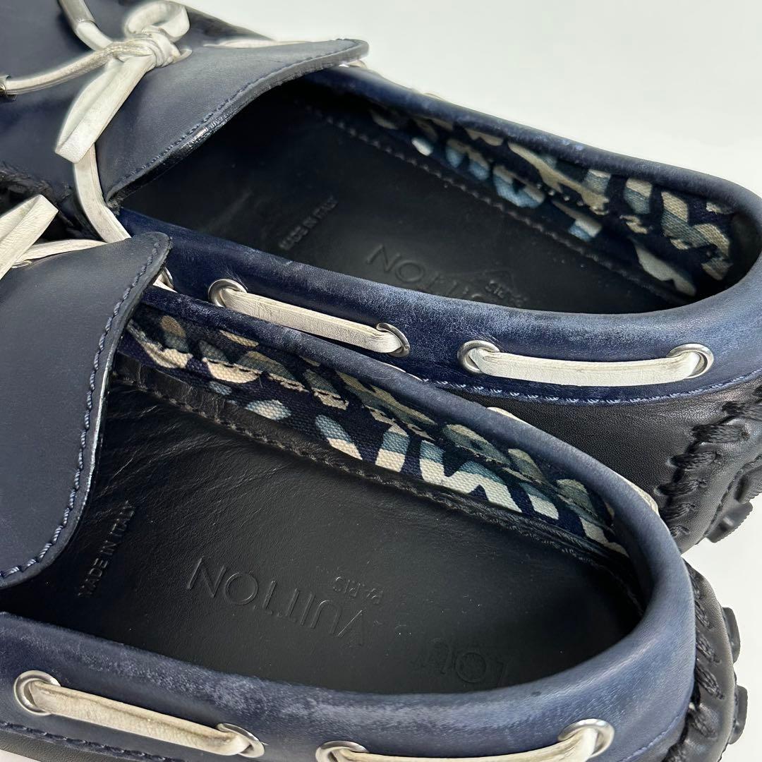 良品✨ルイヴィトン レザードライビングシューズ ネイビー 6 1/2