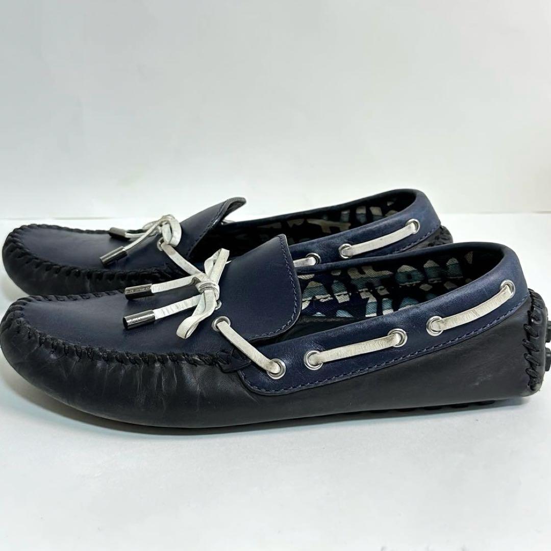 良品✨ルイヴィトン レザードライビングシューズ ネイビー 6 1/2