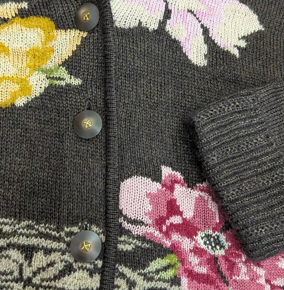 【美品】LEONARD レオナール カーディガン ブラウン 花柄 ＬＬ