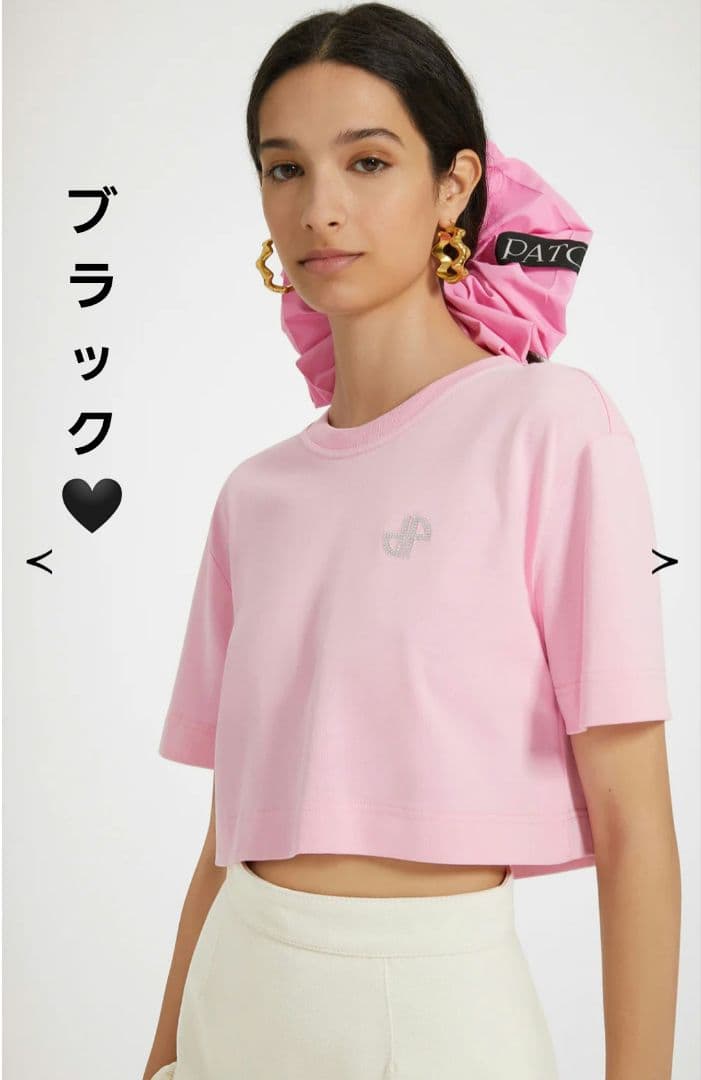 PATOU オーガニックコットン クロップドTシャツ ♡ブラック