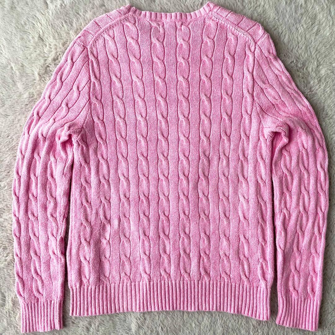 【QR付き】POLO RALPH LAURENケーブルニットセーター S ピンク