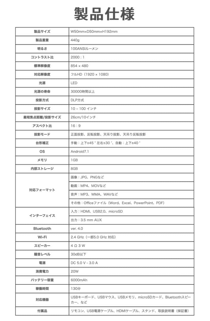 【美品】FUNLOGY X-03 小型プロジェクター