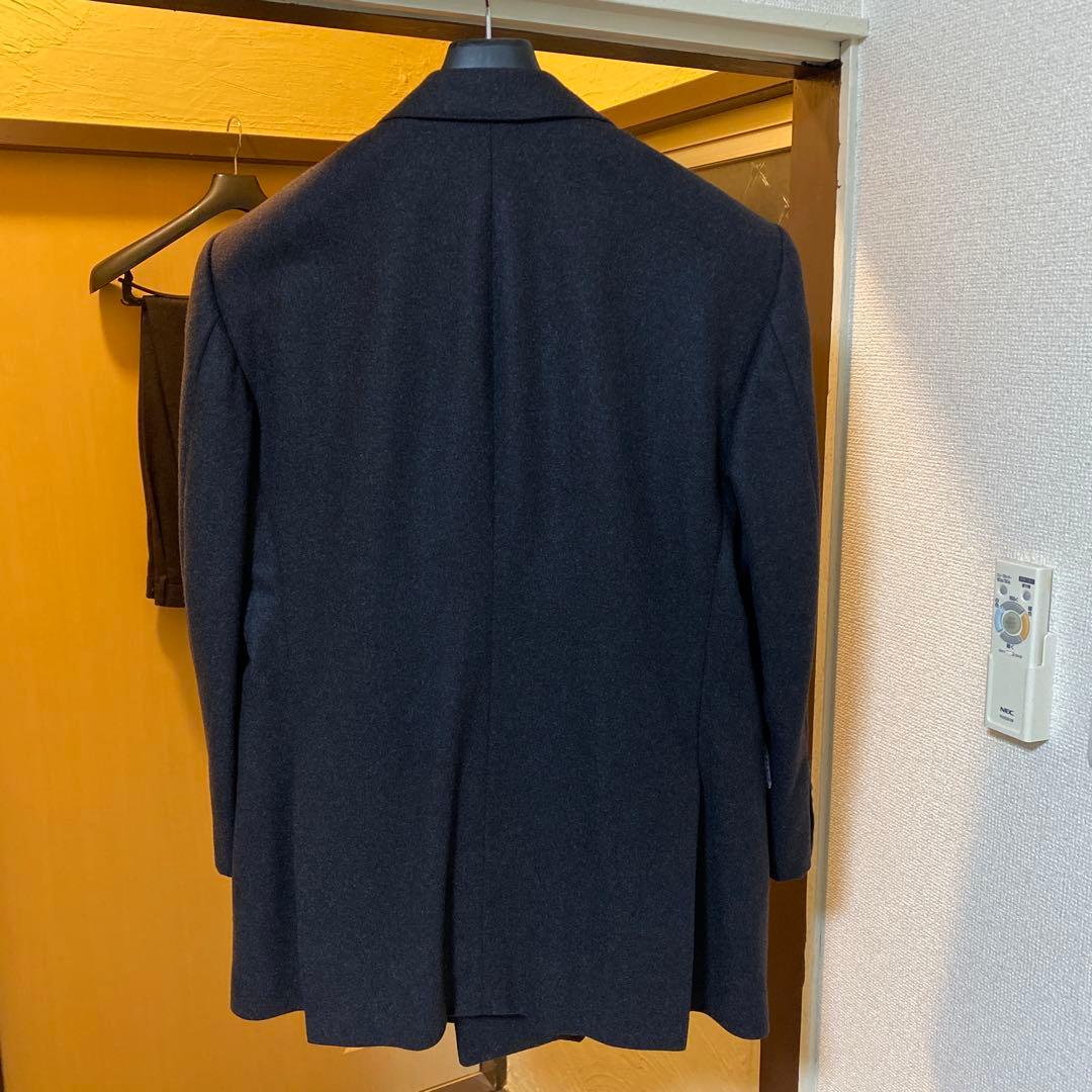 ミラショーン　超肉厚　フラノカシミヤ100% チャコールグレー　ダブルスーツ