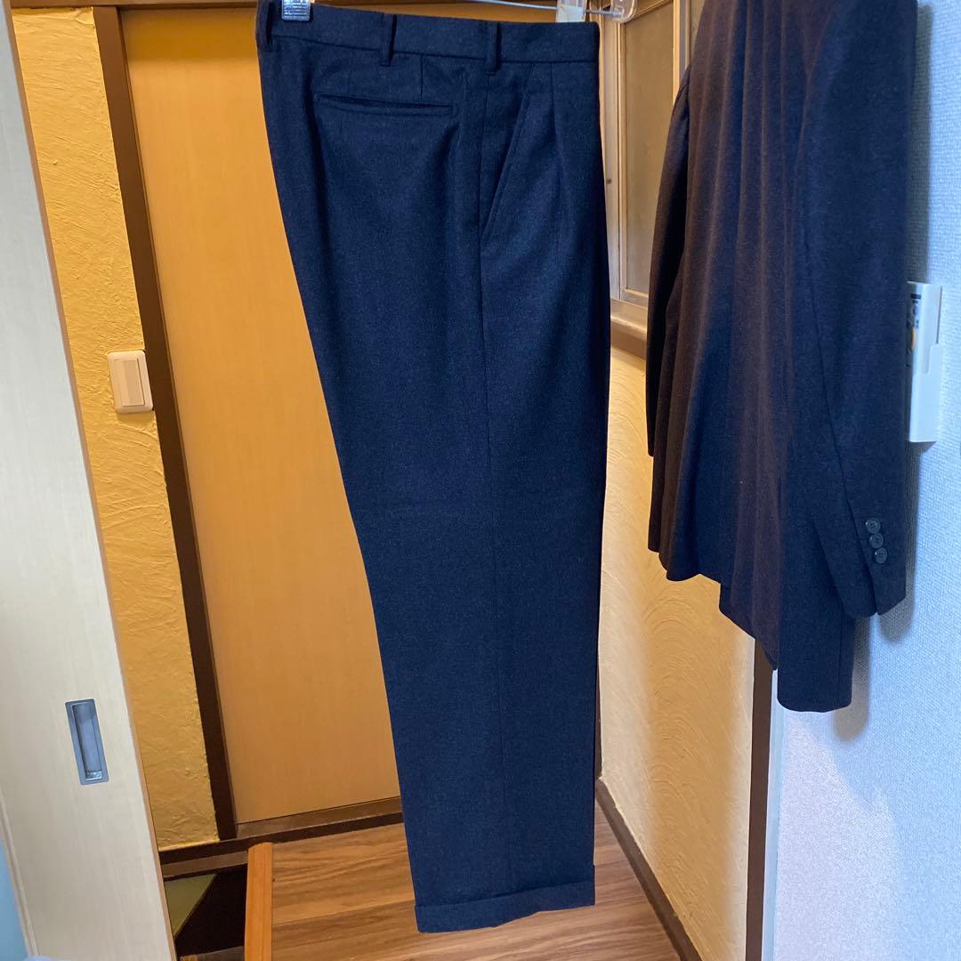 ミラショーン　超肉厚　フラノカシミヤ100% チャコールグレー　ダブルスーツ