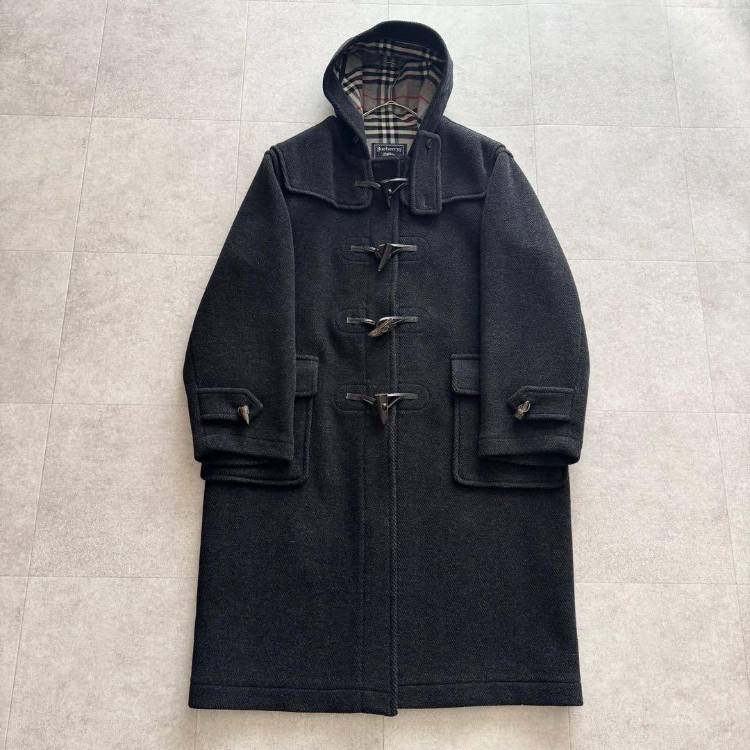 バーバリーズ　ダッフルコート　ムーアブルック　ノバチェック　グレー　L　ウール