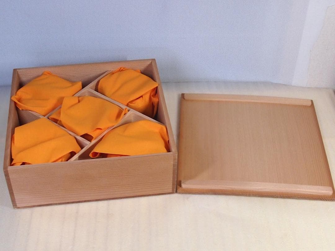 【美品】輪島塗 西久保田漆器店 桔梗蒔絵 小吸物椀 5客 瓢型/朱塗 漆器/食器