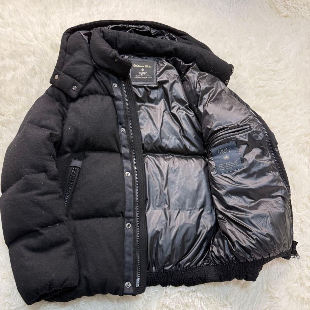 美品　ナノユニバース　西川ダウンジャケット フード付き　脱着可　ブラックLサイズ