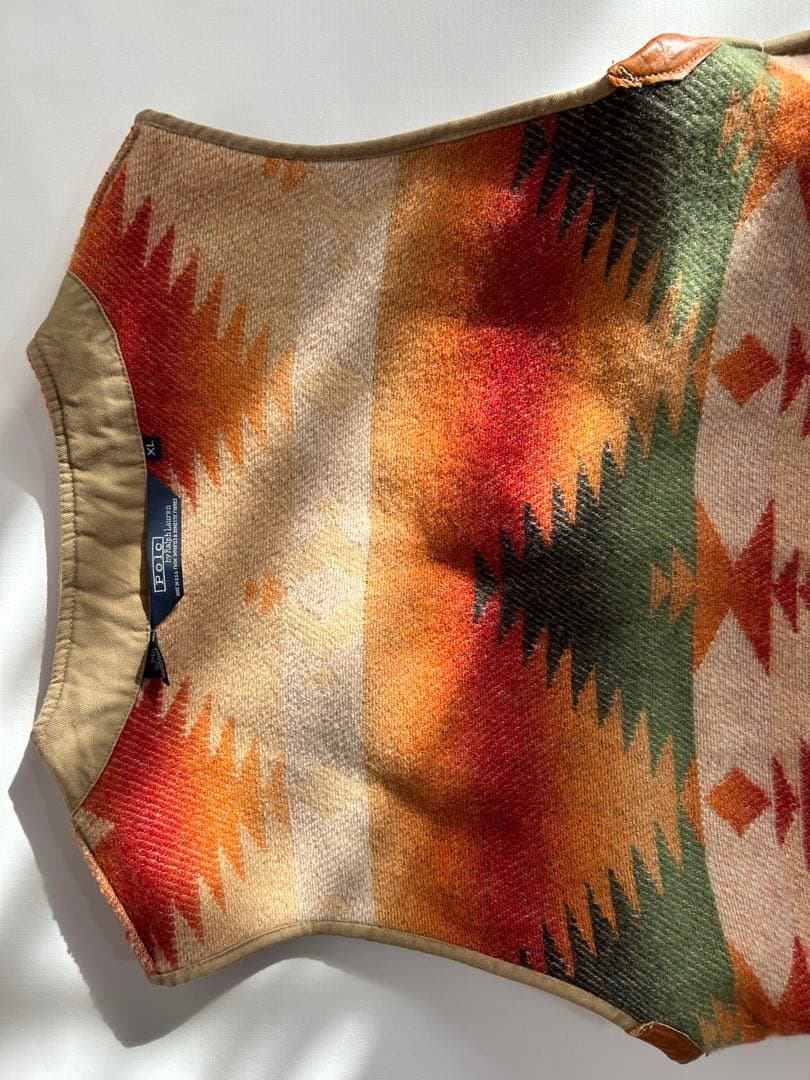 XL usa製 polo by ralph laurenネイティブ柄ウールベスト