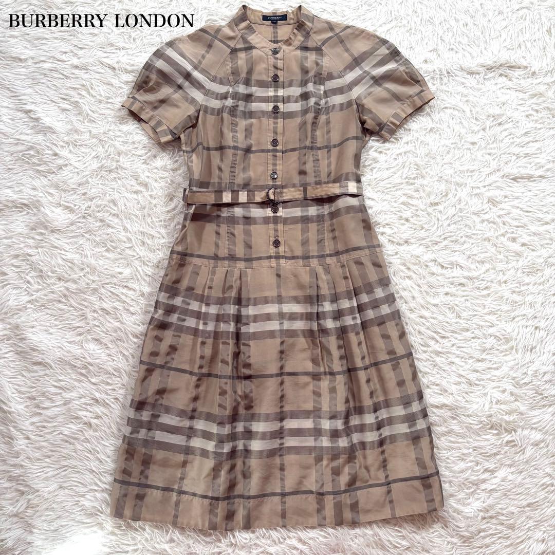 美品✨バーバリーロンドン　メガチェック　ワンピース　ベルト　ベージュ　40