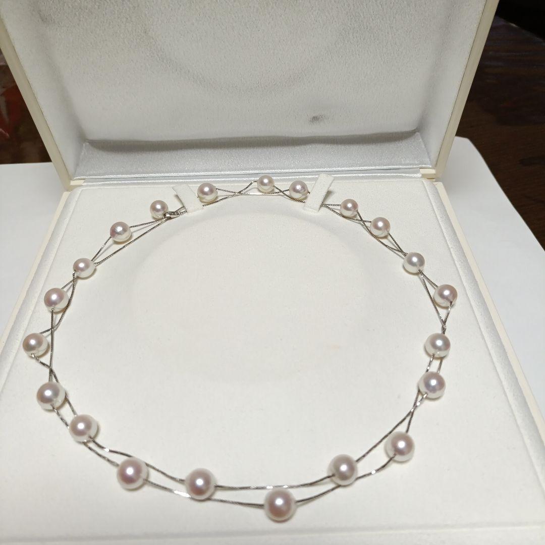 「超美品」TASAKIアコヤ大粒パールステーションネックレス95cmWGK18