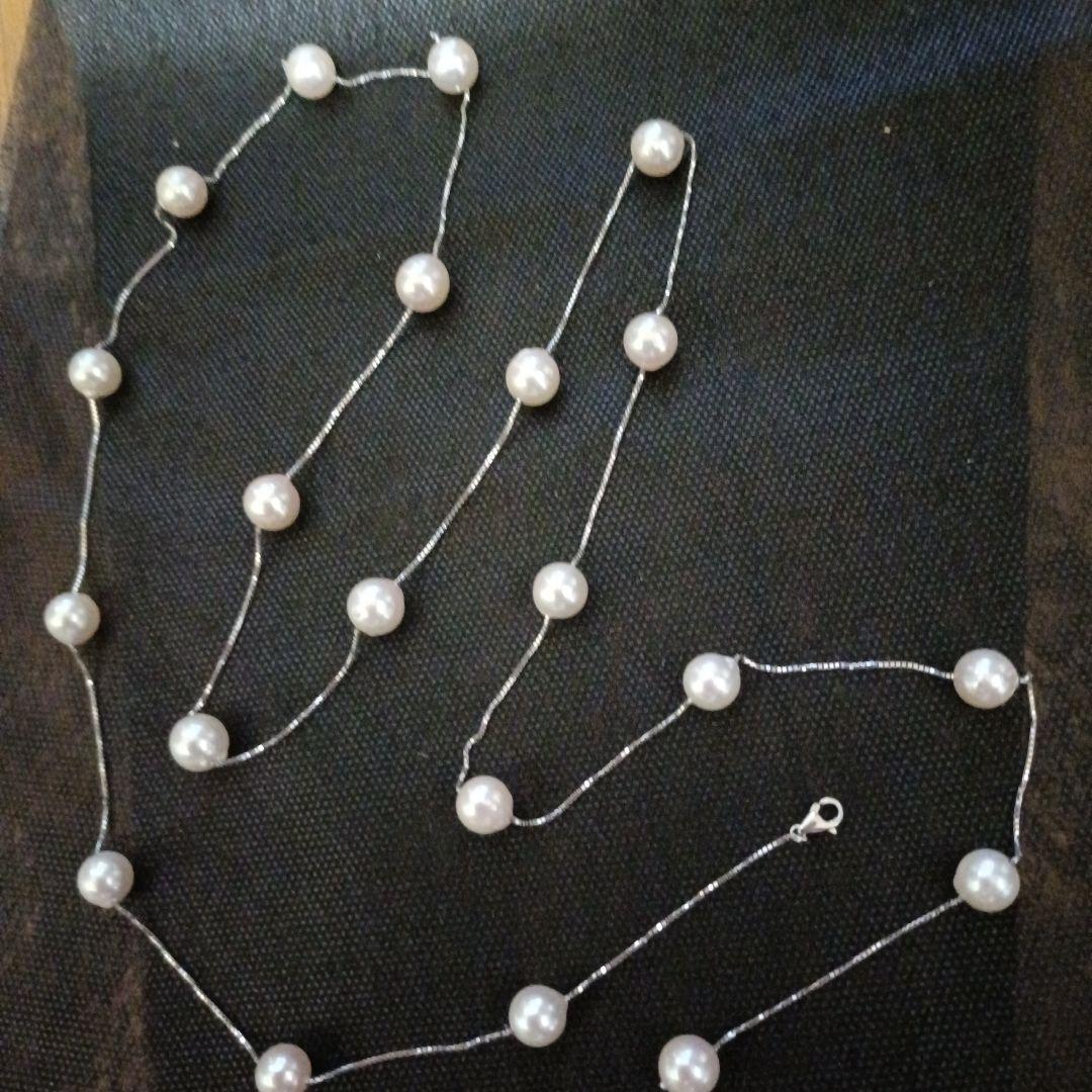 「超美品」TASAKIアコヤ大粒パールステーションネックレス95cmWGK18