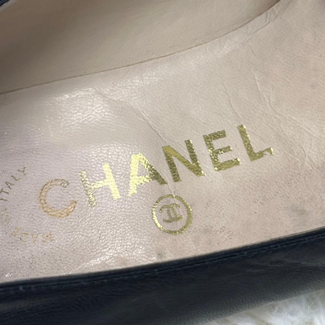 美品✨ CHANEL パンプス ココマーク デカロゴ レザー ブラック 37