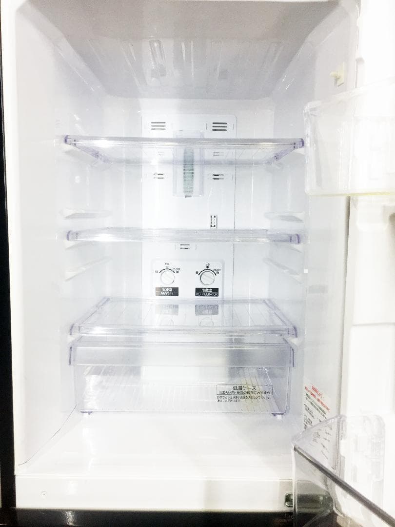 2015◆中古★三菱 ラウンドカット ２ドア冷蔵庫 ブラック 黒 MR-P15Y