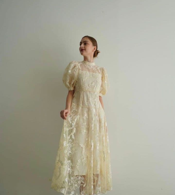 【Acka.】lace flare dress　レースフラワードレス　Sサイズ