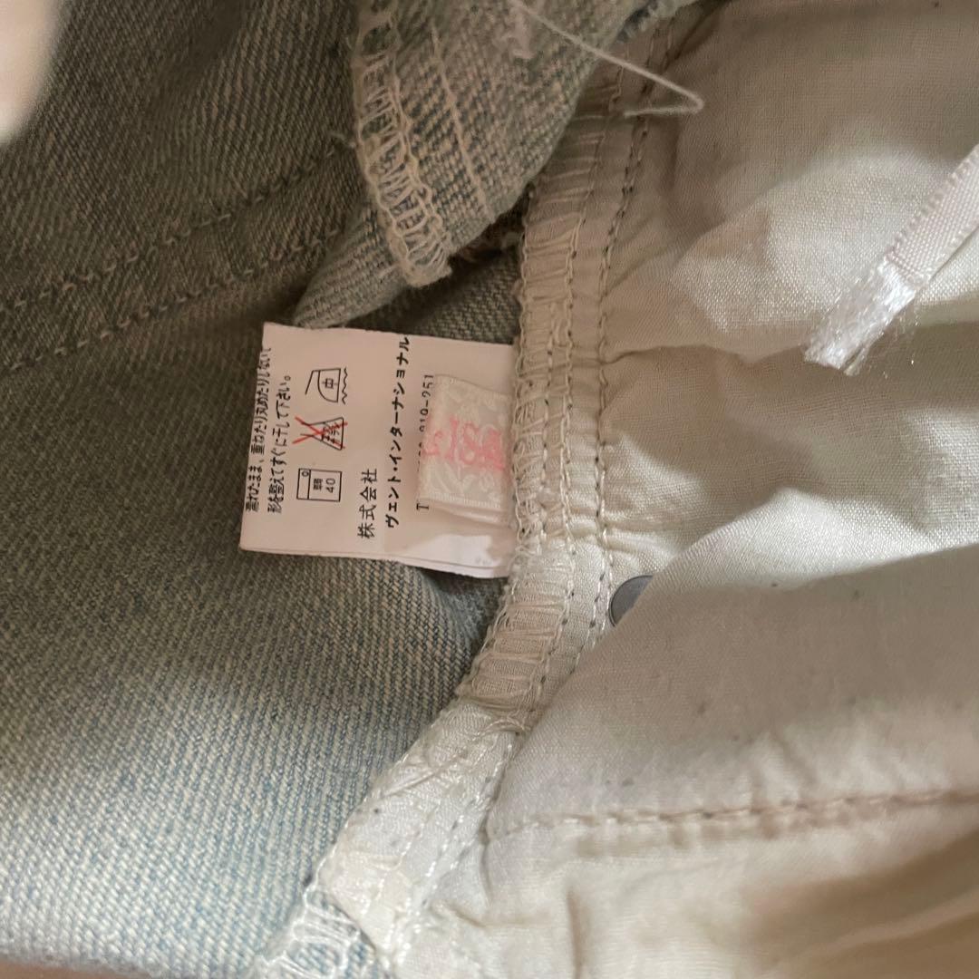 00s 希少 LIZLISA リボンポケット 裾レースデニムショーパン 姫カジ