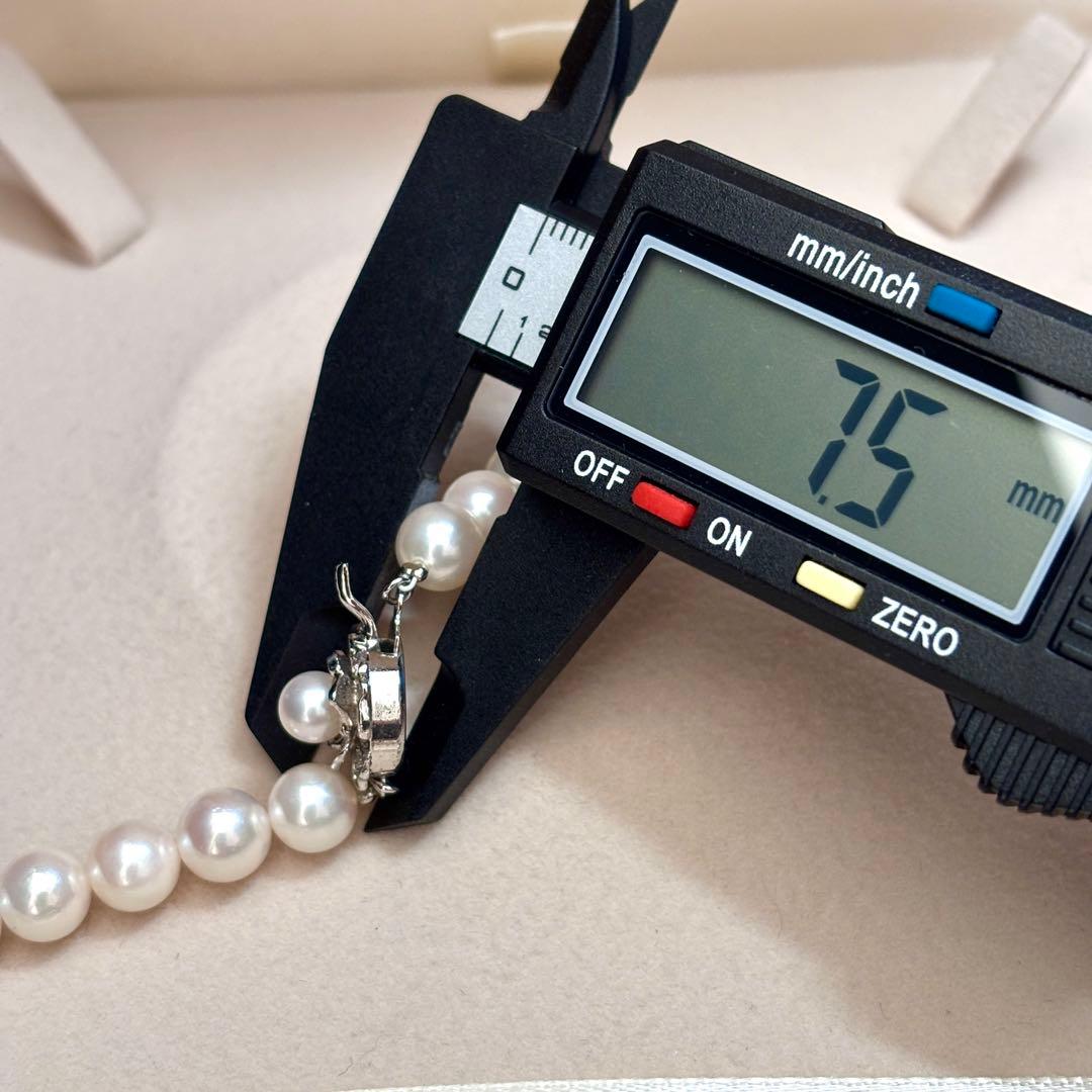 テリ強✨　あこや真珠　パール　ネックレス　約7.5-8.0mm SILVER刻印