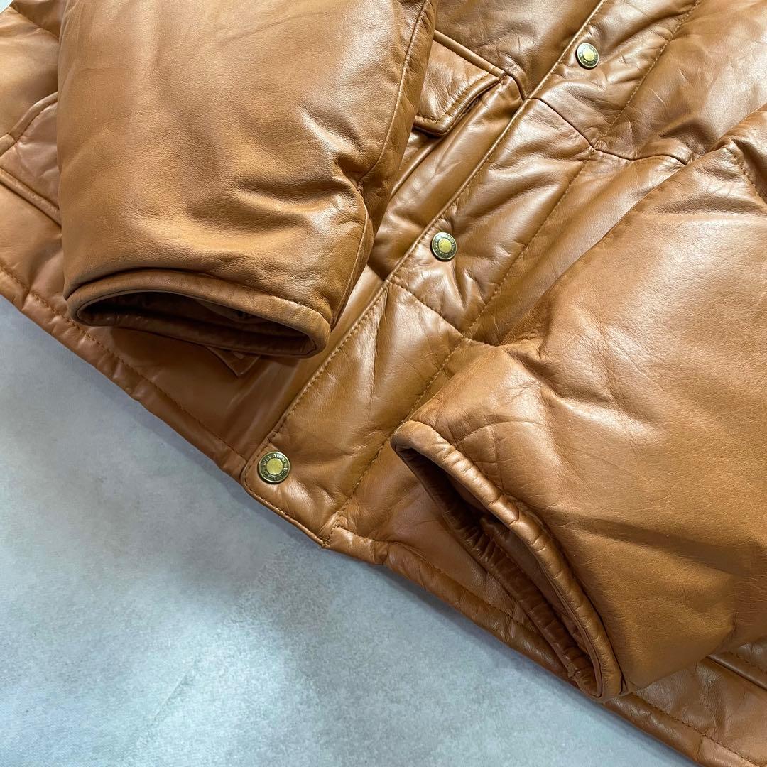 希少2XL✨ウィンドアーマー オールレザーダウンジャケット 本革 キャメル 3L