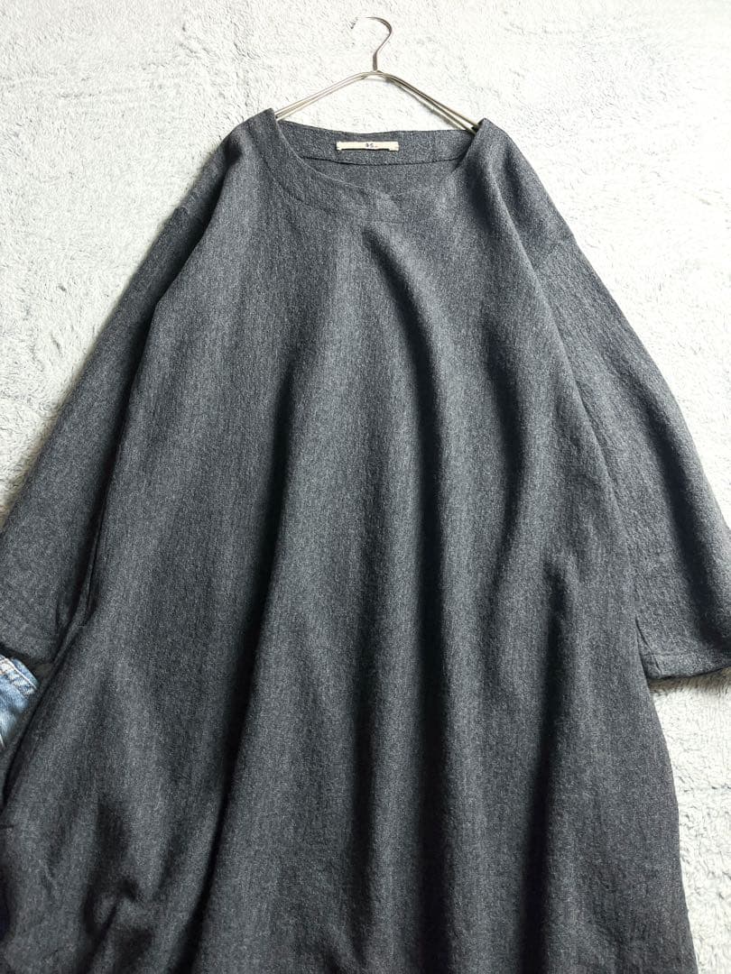 【45R】45rpm ウール100% フラワー刺繍 フロート縮絨ニットワンピース