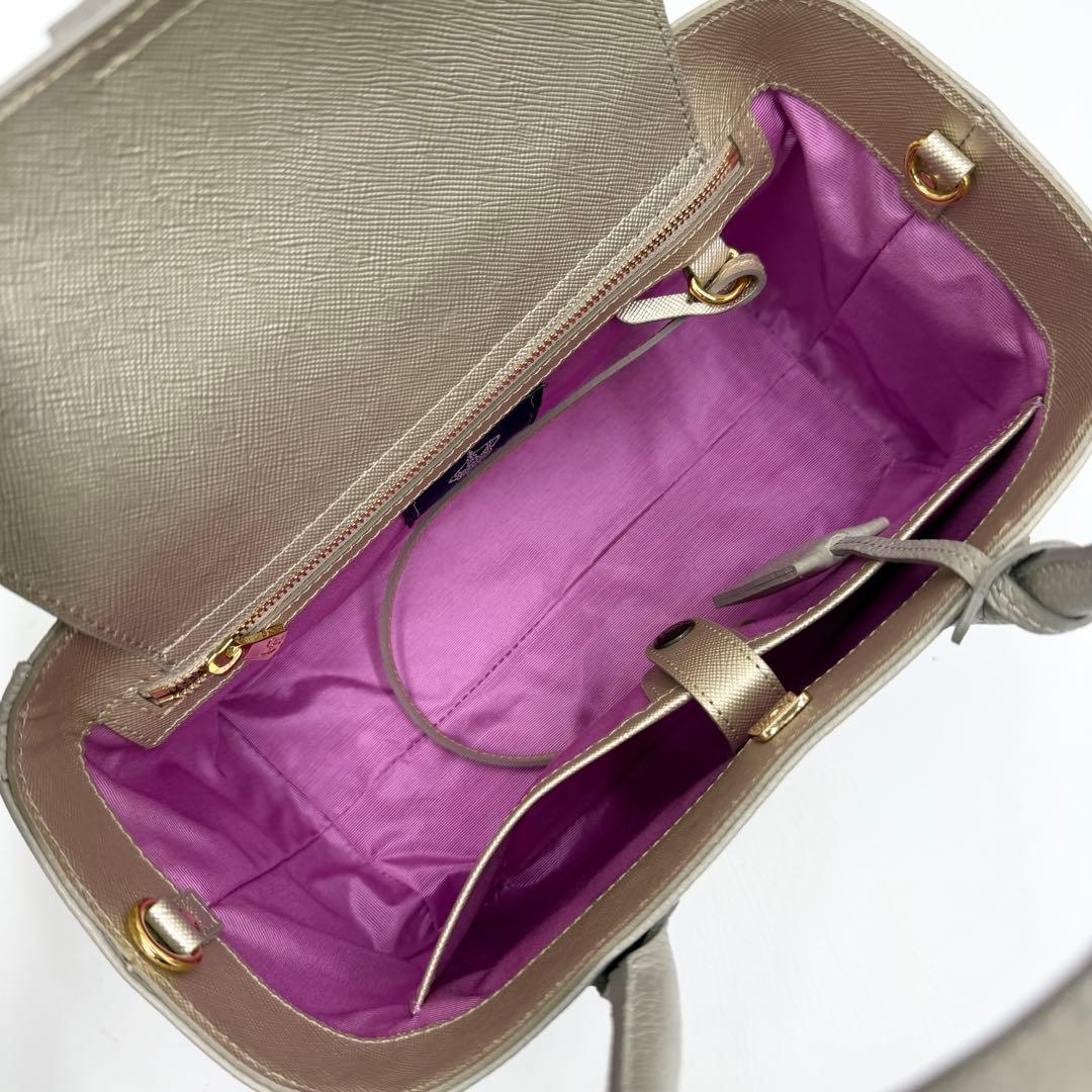 【美品】ADMJ ショルダーバッグ 2way ベーシック 牛革シュリンク グレー