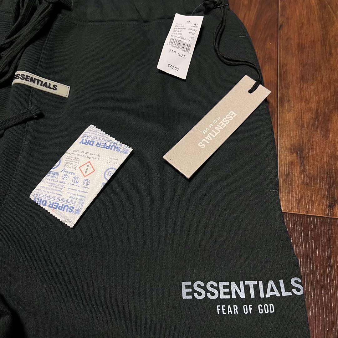 Fog essentials ショーツブラック黒ハーフパンツ反射フォント裏起毛