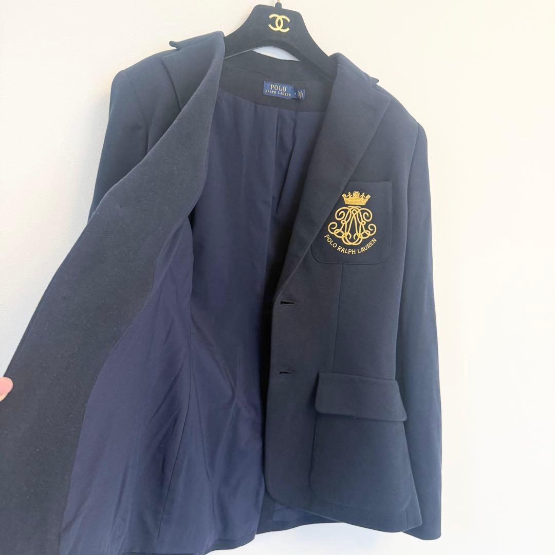 美品POLO RALPH LAUREN テーラードジャケット ネイビー ロゴ刺繍