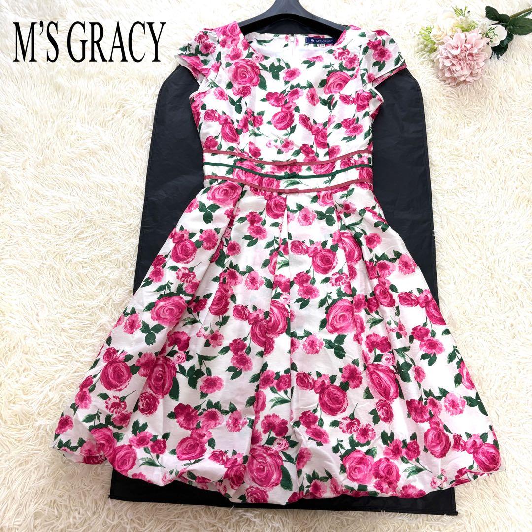 【未使用級】ウエストリボン　バルーンワンピース　エムズグレイシー　薔薇　38