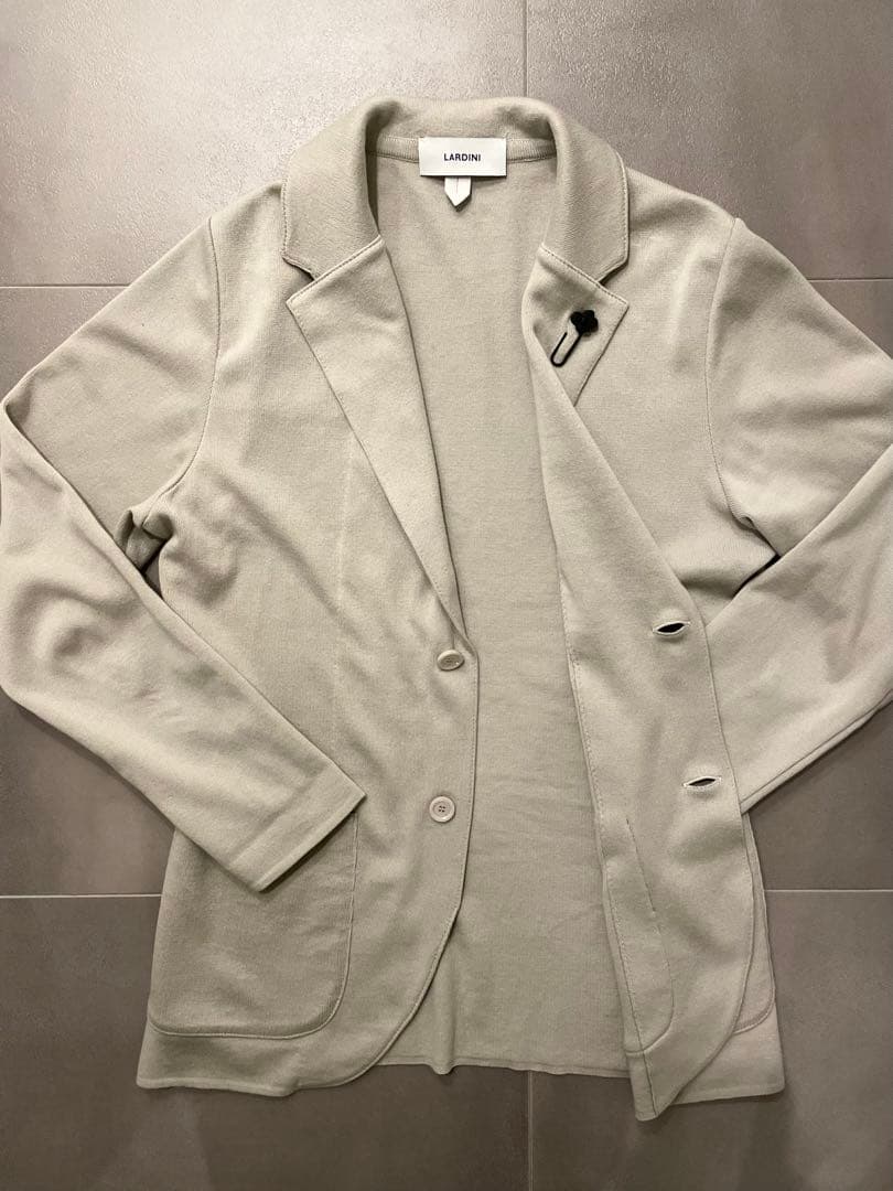 ラルディーニ⭐️ニットジャケット46 44‼️新型ミラノリブ⭐️コットン　グレージュ