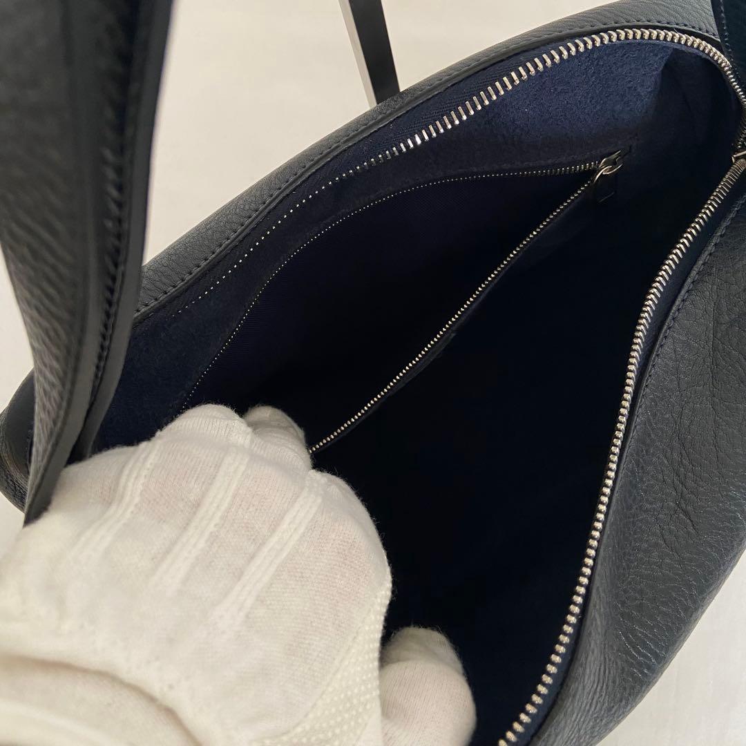 極美品✨ヒロフ ヴィータ レザーショルダーバッグ M 完売品 2way 濃紺