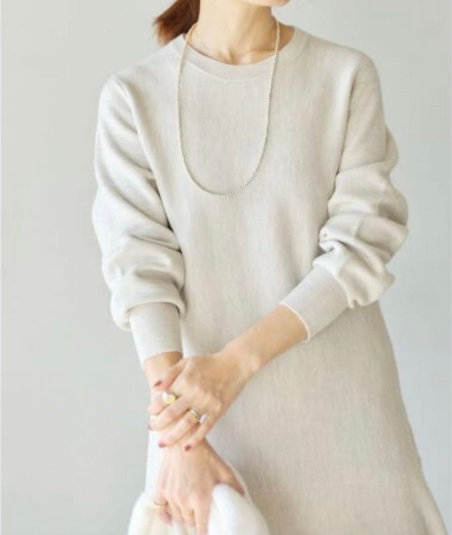 ミラノリブ　フレア　ニット　ワンピース　イエナ　IENA 白