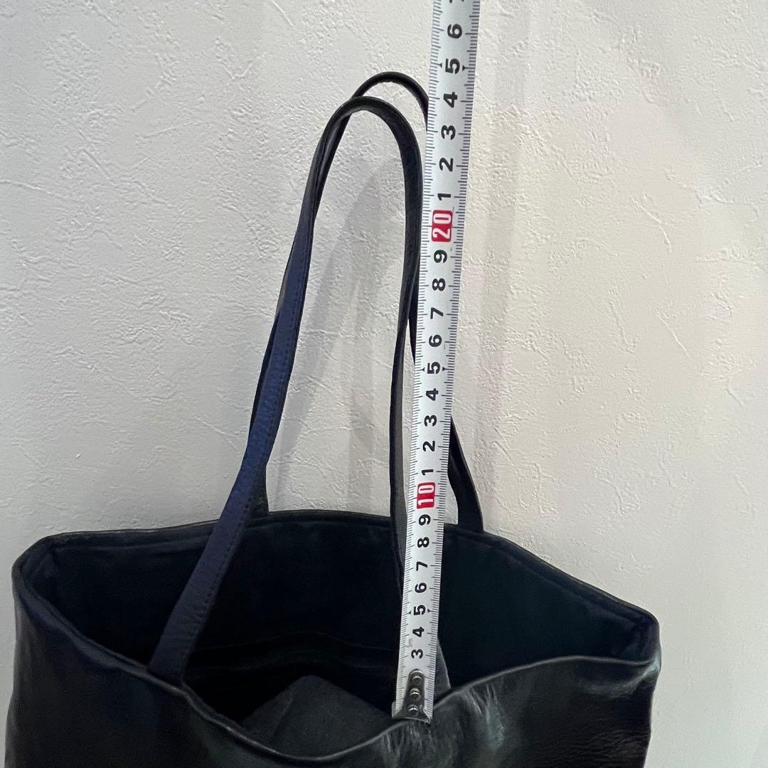 トートバッグ トート シンプル 本革 手作り クラフト 男女兼用　ブラック　一点