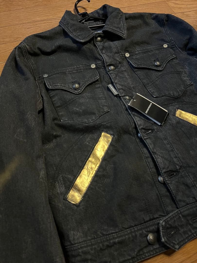 新品 EMPORIO ARMANI ブラックデニムジャケット
