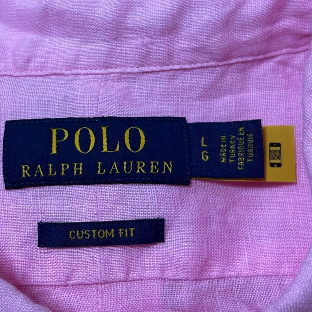 【美品】ポロ ラルフローレン ピンク 長袖 リネンシャツ サイズ オーバーサイズ