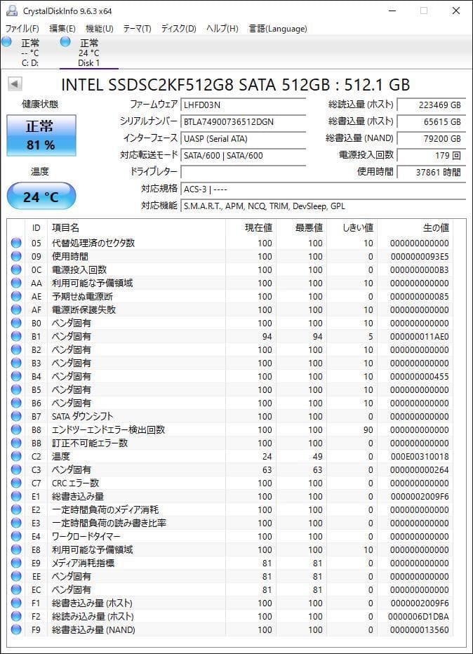 ③-WA446-Intel SATA 512GB SSD 2.5 1点