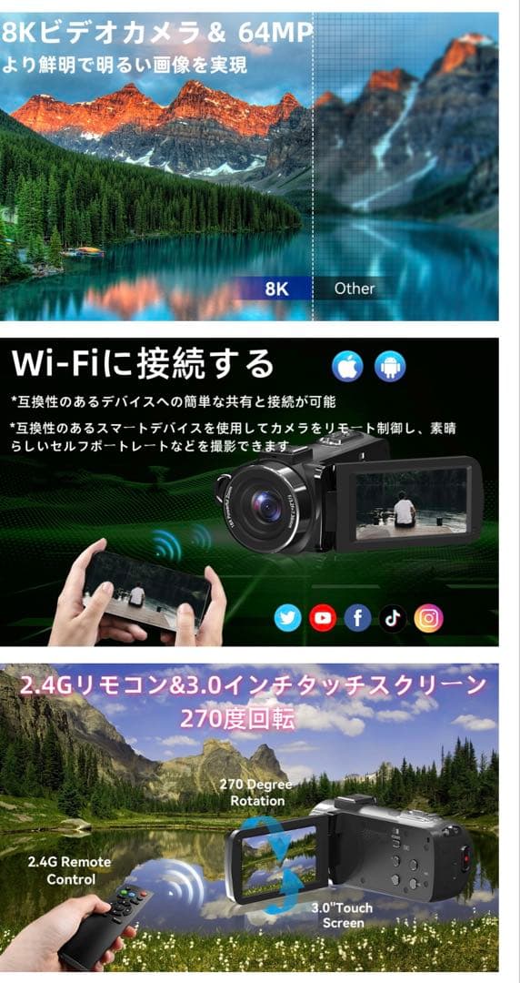 ビデオカメラ8K ブランドNicoway