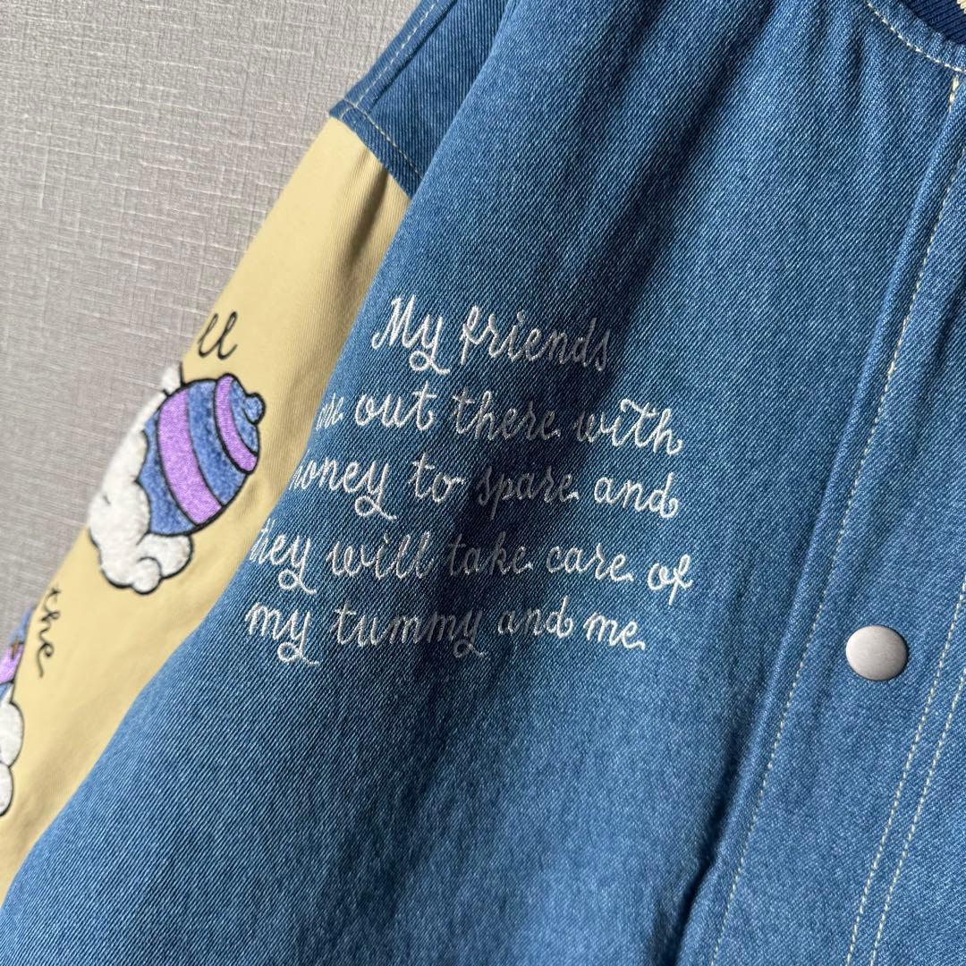 【新品・タグ付き】香港Disney プーさん 刺繍 スタジャン アームロゴ L