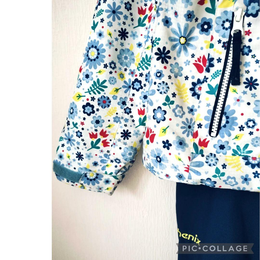 【美品】Phenix ガールズスキーウェア 150上下♡クリスタル花柄×ネイビー