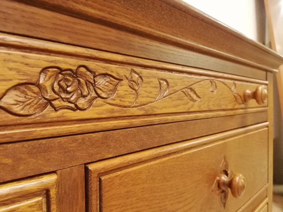 モデルルーム展示品 北海道家具 EZO グレース 高級楢材箪笥 手彫り