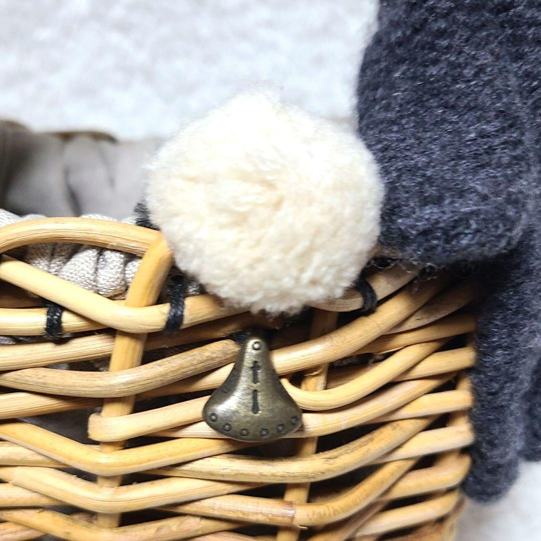 【希少】　エバゴス　かごバッグ　紅藤　鏡付き　天然素材　被せハンドル　装飾