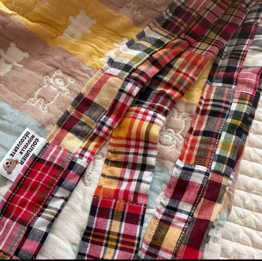 a様❤ハンドメイド　限定くまさん×パッチワーク6重ガーゼケットブランケット